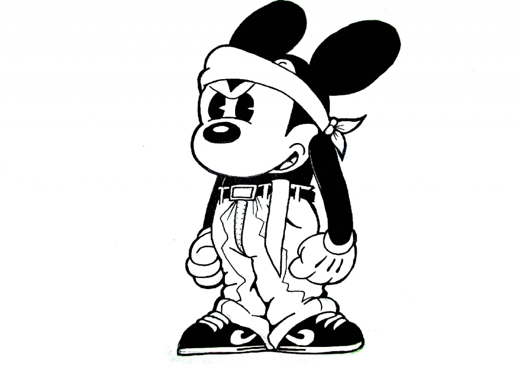 1024x755 Gangster Art Drawings Drawing Gangsta Mickey Mouse Request