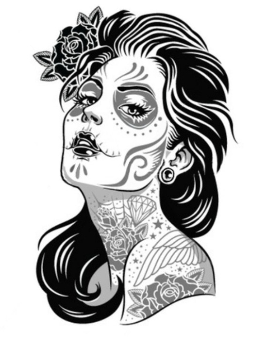 550x717 Day Of The Dead Girl Tattoo Flash