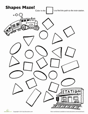 301x389 Choo Choo Train Shape Maze Worksheet