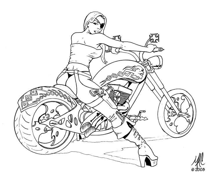 728x600 Chopper Chick By Thepenciler