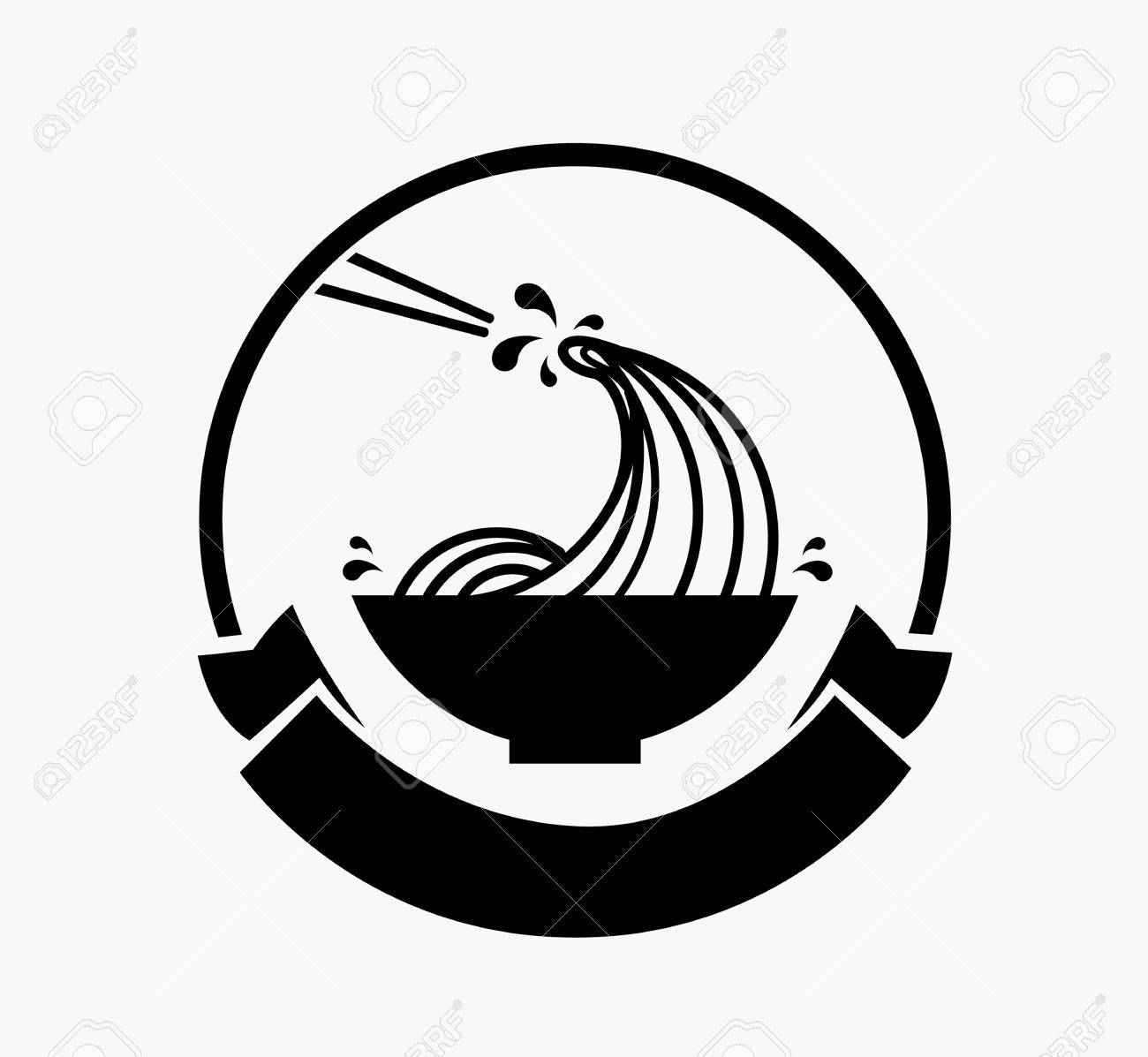 1300x1197 Noodle Wave In Bowl With Chopstick Logo Design Royalty Free