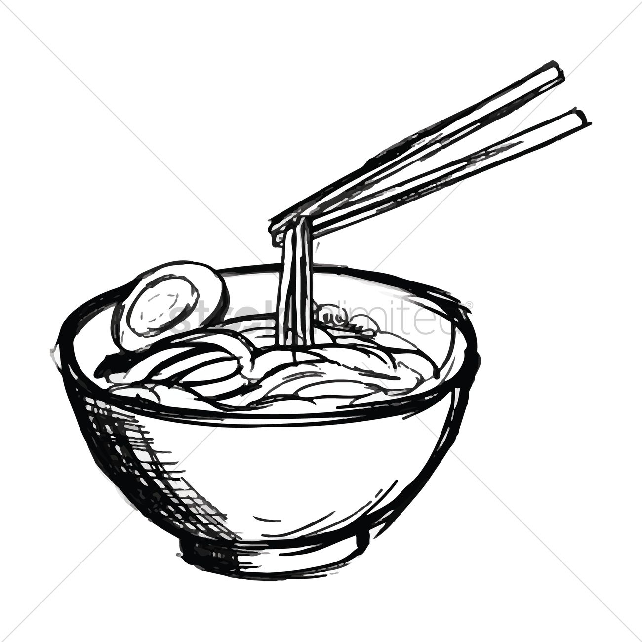 1300x1300 Bowl Of Noodles Vector Image