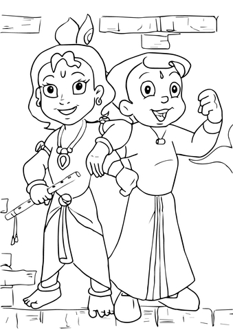339x480 Chhota Bheem And Krishna Coloring Page Free Printable Coloring Pages