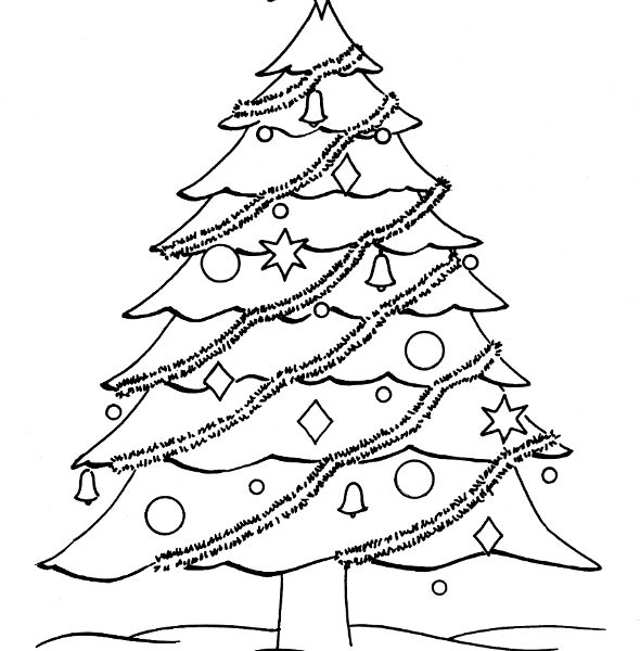 590x600 Christmas Tree Drawing For Coloring Christmas Tree 19 Objects