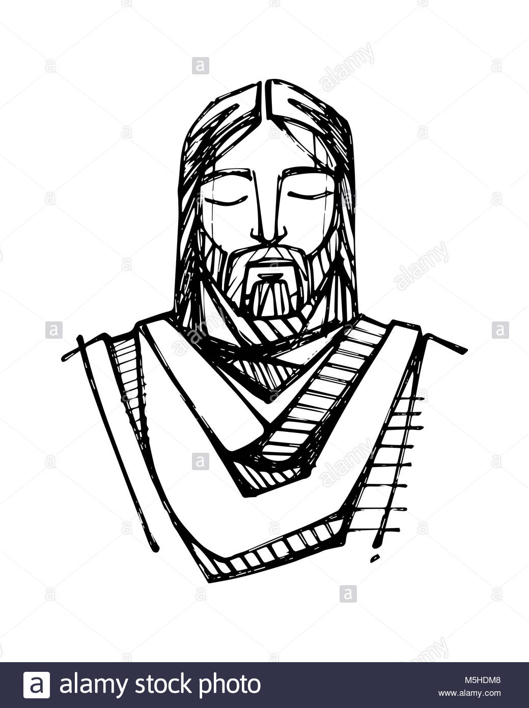 1039x1390 Hand Drawn Illustration Drawing Jesus Cut Out Stock Images