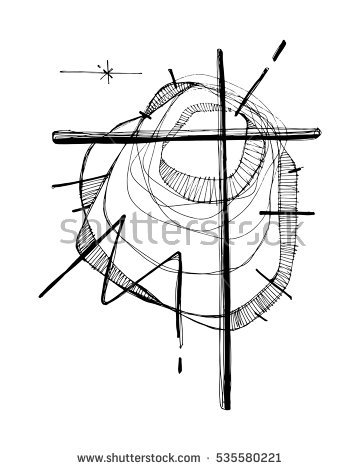 360x470 Hand Drawn Vector Illustration Or Drawing Of A Christian Cross