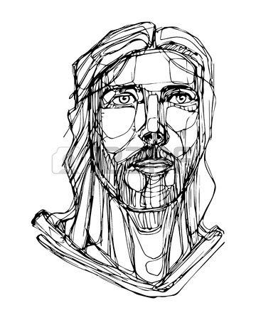 360x450 Hand Drawn Vector Illustration Or Ink Drawing Of Jesus Christ