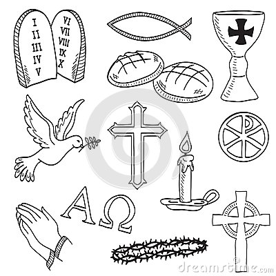 400x400 Christian Hand Drawn Symbols Illustration