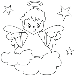 310x315 Christmas Angel Drawing To Color