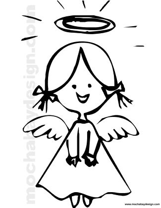 325x420 Printable Christmas Angel Smiling Coloring Page