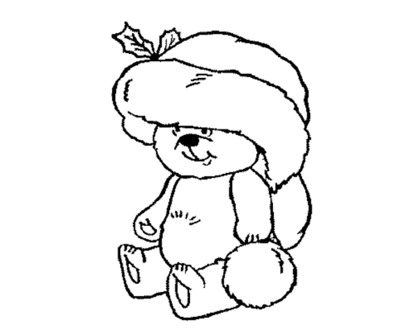 600x479 Cute Christmas Bear Coloring Page
