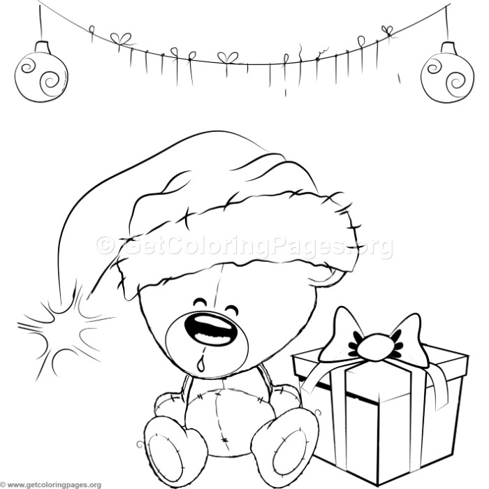 700x700 Cute Christmas Teddy Bear Coloring Pages