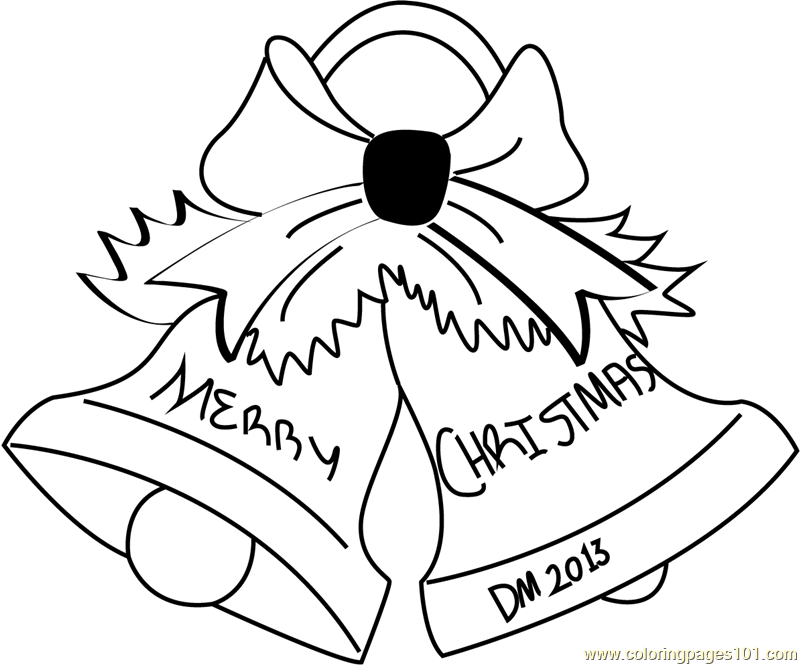 800x665 Merry Christmas Bell Coloring Page