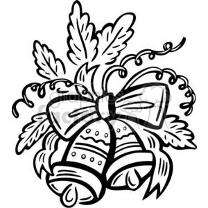300x300 Royalty Free Black And White Christmas Bells 381142 Vector Clip