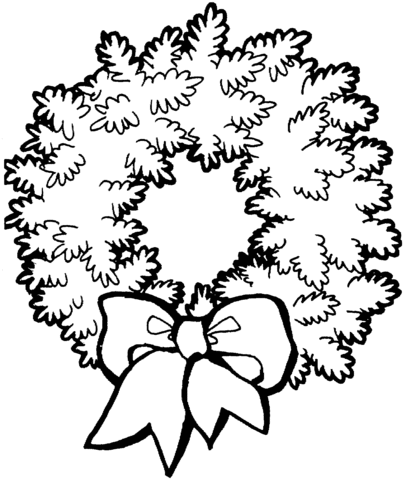 404x480 Christmas Wreath With Bow Coloring Page Free Printable Coloring