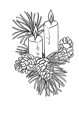 334x480 Beautiful Christmas Candles Coloring Page Free Printable