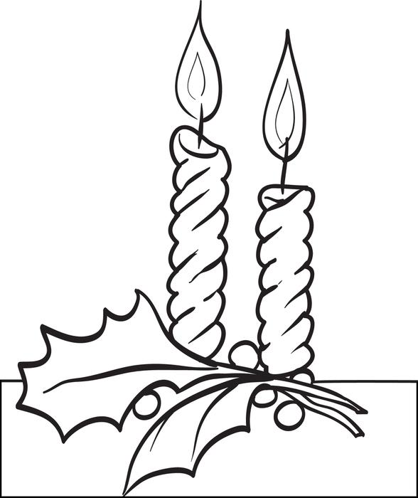 588x700 Free Printable Christmas Candles Coloring Page For Kids