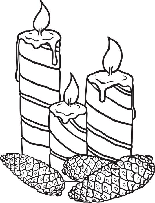 535x700 Free, Printable Christmas Candles Coloring Page For Kids