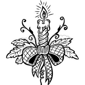 300x300 Royalty Free Christmas Candle And Bow 381093 Vector Clip Art Image