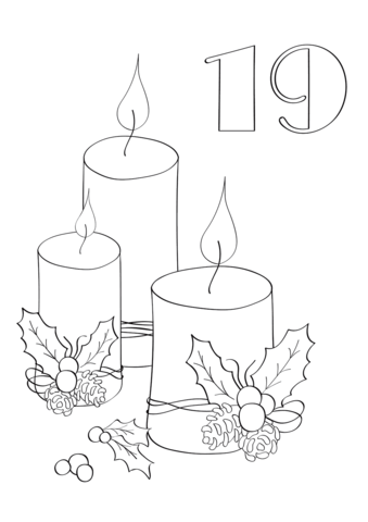 339x480 December 19 With Christmas Candles Coloring Page Free Printable