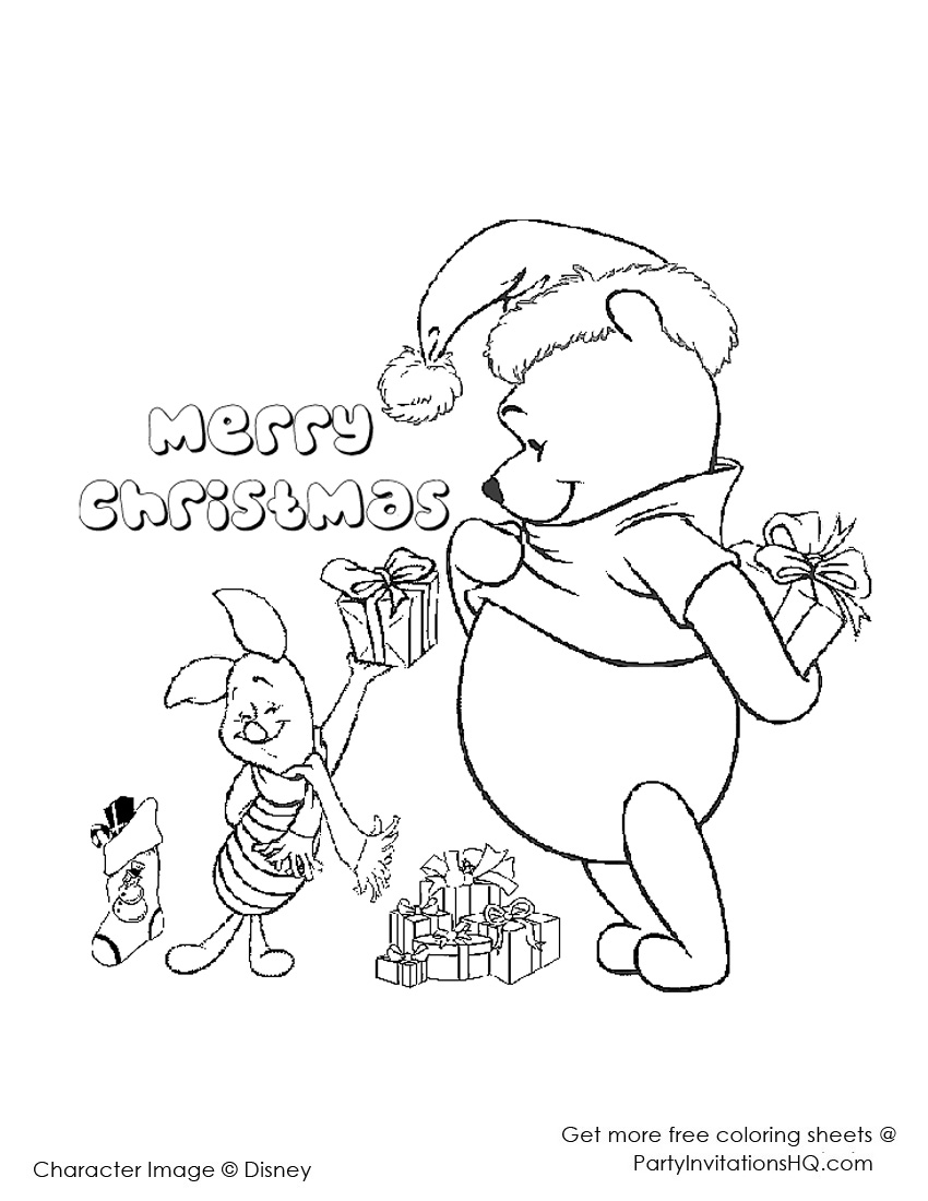 850x1100 Pooh Christmas Cards To Print And Color Color Your Own Greeting