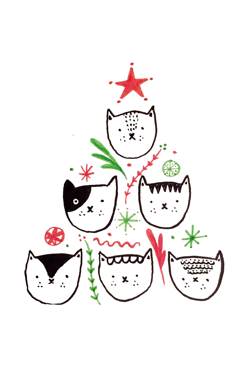 1000x1538 Christmas Cats