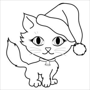 300x300 Free Cat Clip Art Image Coloring Page Of A Cute Little Kitten