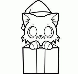 302x284 How To Draw A Christmas Kitten Step 8 Drawing Tutorials