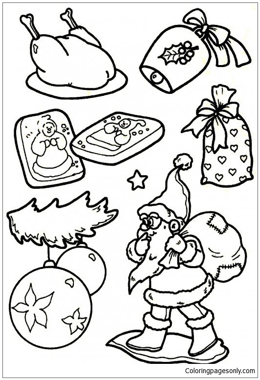 531x777 Santa Claus And Everything About Christmas Day Coloring Page