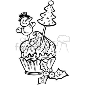 300x300 Royalty Free Cupcake With Christmas Decorations 381098 Vector Clip