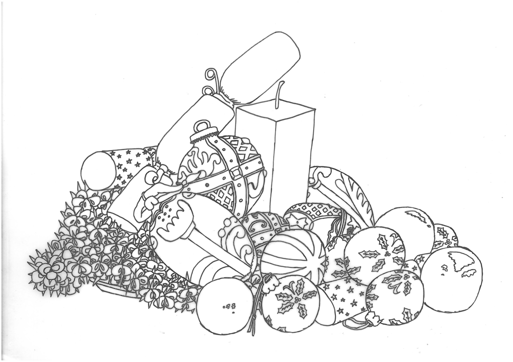 1024x724 Still Life Christmas Decorations Sketch By Minibaa209