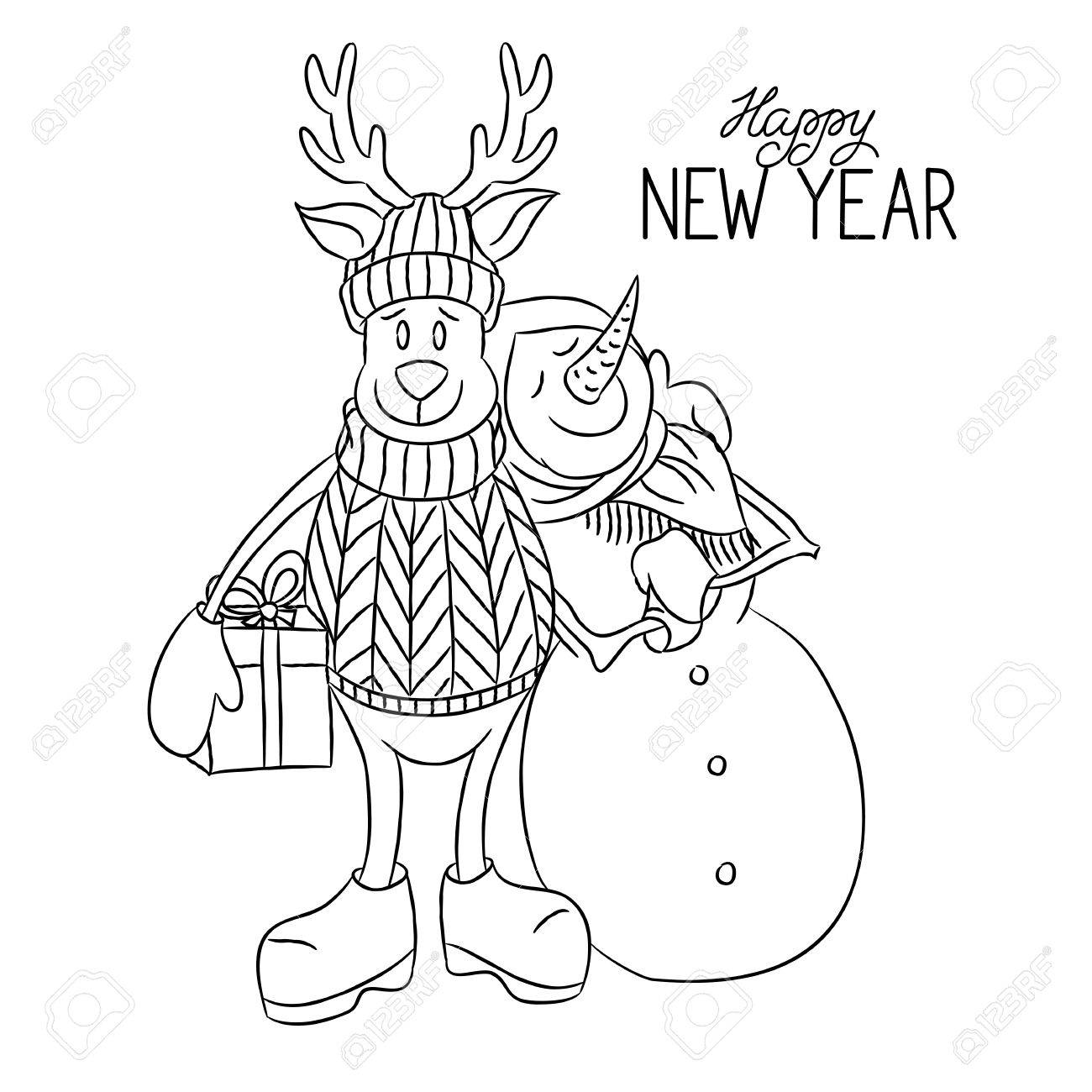 1300x1300 Isolated Sketch Cartoon Cute Hand Drawn Christmas Deer