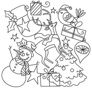 299x290 Christmas Cheer Collage Image Seasonal Embroidery