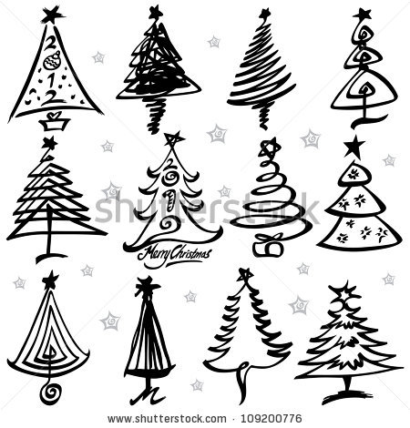 450x470 Vector Illustration Of Christmas Tree Design Set. Christmas