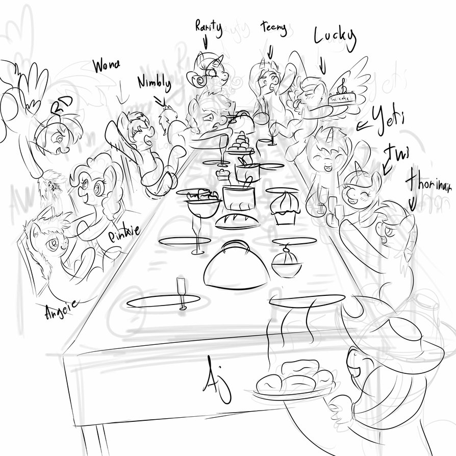 894x894 Christmas Dinner Sketch By Angelwing314