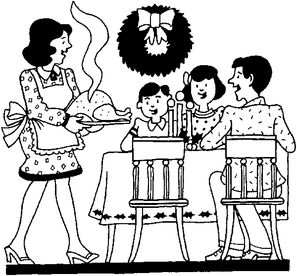 600x559 Christmas Coloring Page Family Dinner