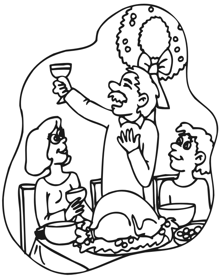 700x894 Christmas Coloring Page Christmas Dinner Toast