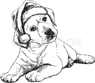 320x278 Vector Dog Labrador In The Hat Of Santa Claus With Christmas Bow