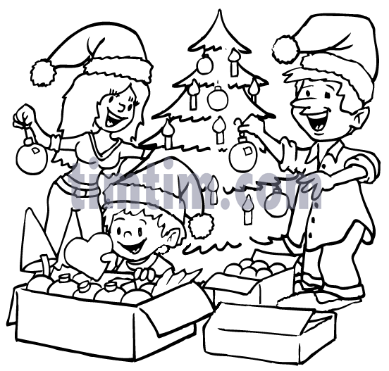 552x527 Free Drawing Of Decorating Christmas Tree Bw From The Category