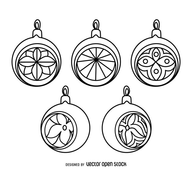 646x570 Classic Christmas Ornament Outlines Set