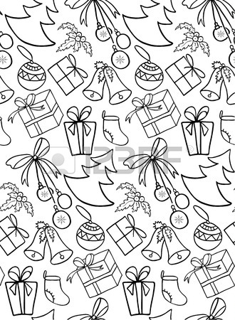 330x450 Christmas Elements. Illustration For A Wrapping Paper, Wallpaper