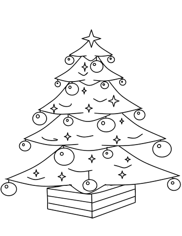 371x480 Christmas Tree With Ornaments Coloring Page Free Printable