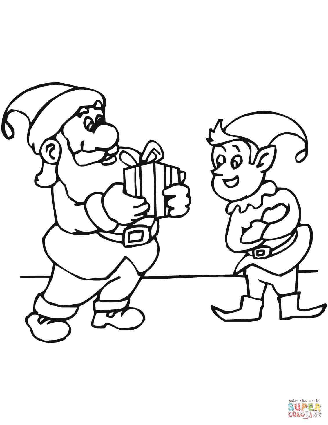 1131x1464 Christmas Elf With Santa Coloring Page Free Printable Coloring Pages