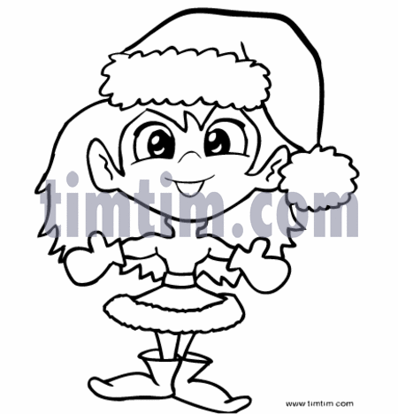 450x468 Free Drawing Of Christmas Elf Girl Bw From The Category Christmas