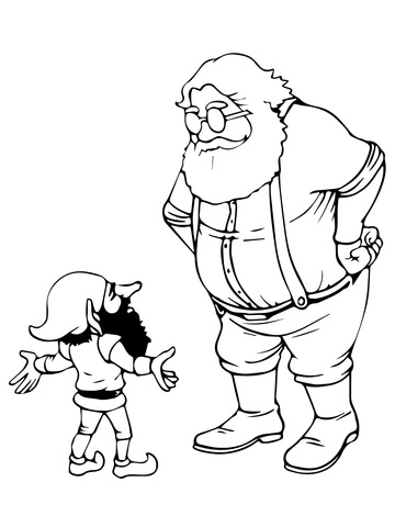360x480 Santa And Christmas Elf Coloring Page Free Printable Coloring Pages