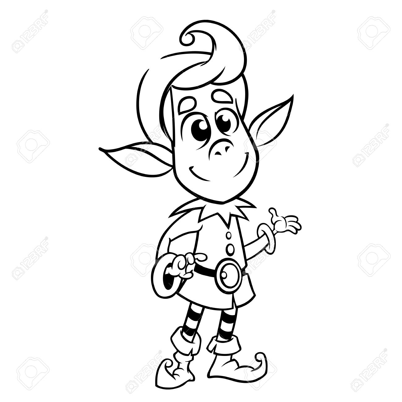 1300x1300 A Line Drawing Vector Illustration Of Christmas Elf. Santa'S