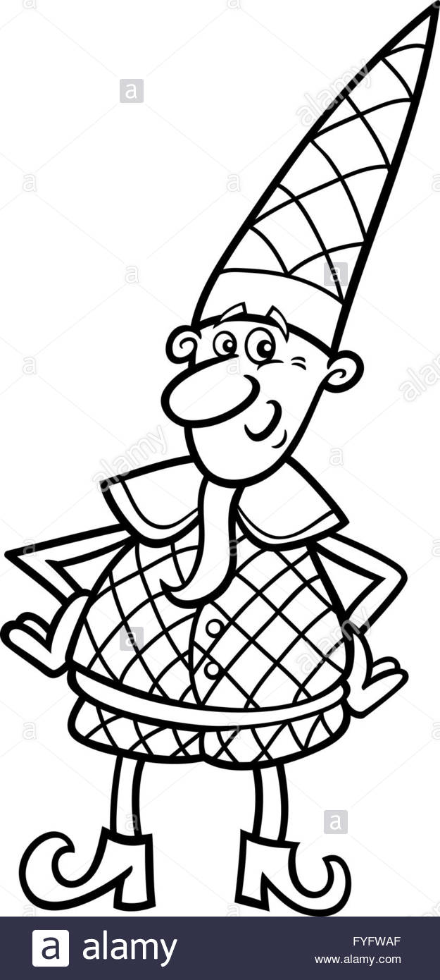 625x1390 Christmas Elf For Coloring Book Stock Photo, Royalty Free Image