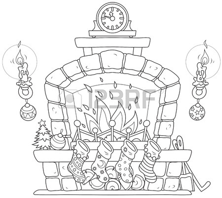 450x401 Christmas Fireplace With Socks For Gifts Royalty Free Cliparts