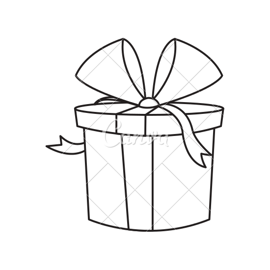 550x550 Christmas Gift Box Wrapped Bow Outline