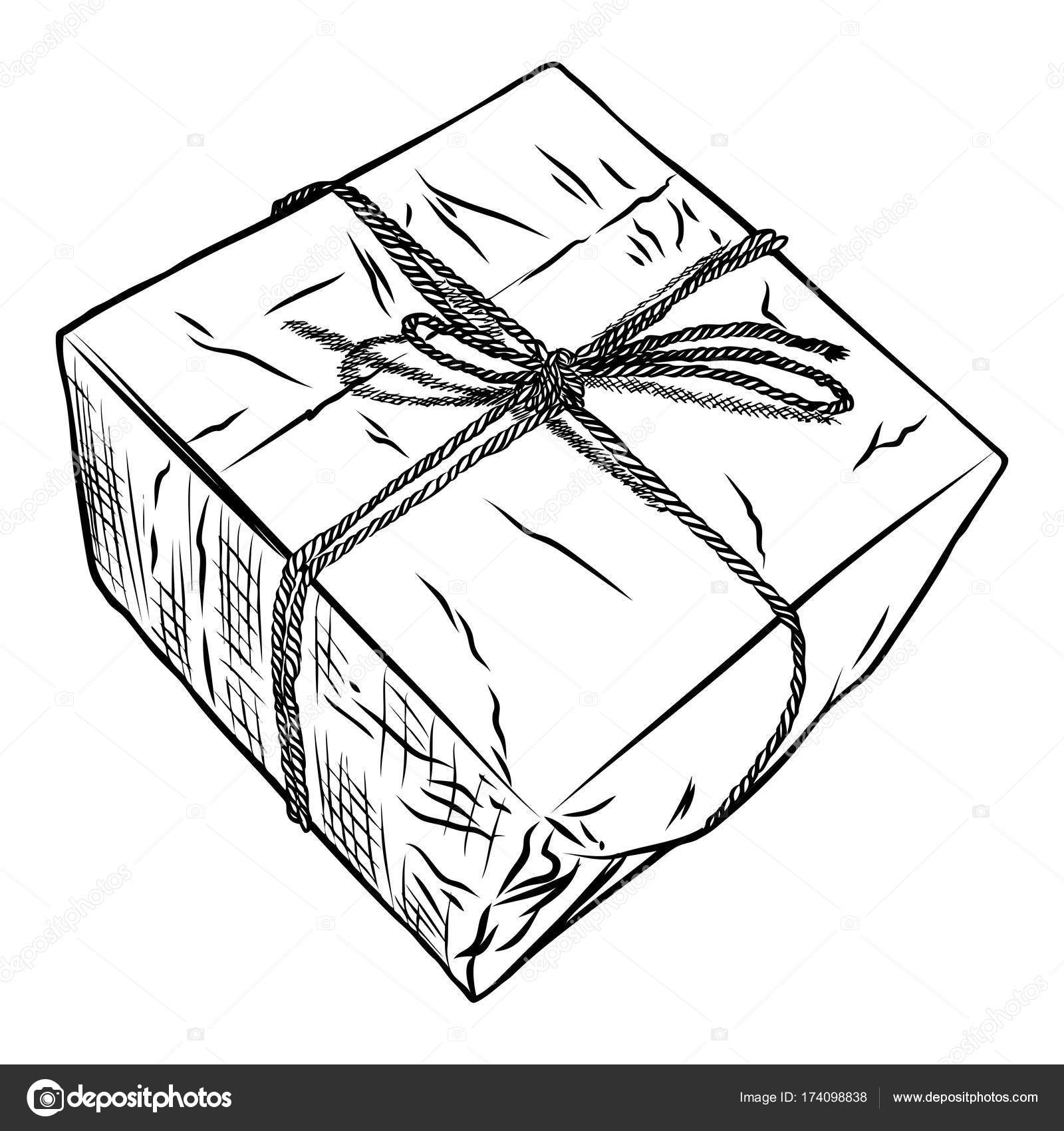1600x1700 Gift Box Doodle Sketch. Stock Vector Goldenshrimp